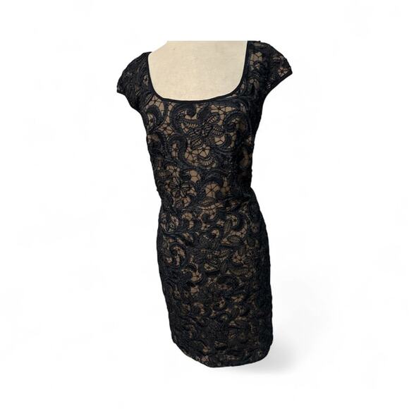 Tadashi Shoji Lace Overlay Sheath Dress Black SZ 12 - Picture 1 of 3